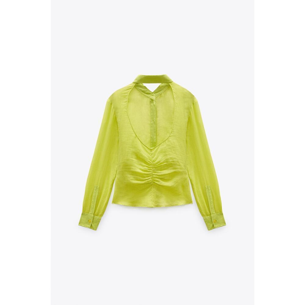 Zara Limited Edition Tie Front Open-Back Button Down - Picture 12 of 14